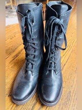 COLE HAAN buttery soft leather mid calf lace up boots NIKE AIR size 7 black